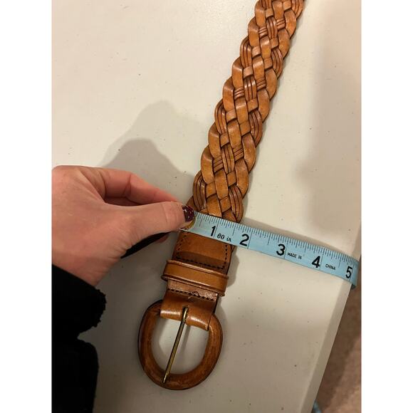 Brighton Tan Genuine Leather Woven Weaved Chunky Belt Size Small